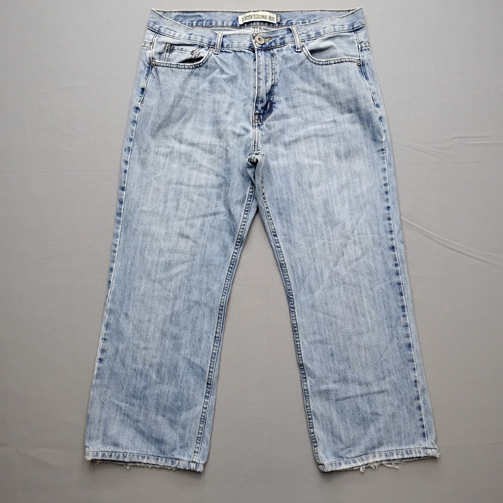 Aeropostale Benton Original Boot Jeans Mens 34x30 Light Wash Blue Distressed